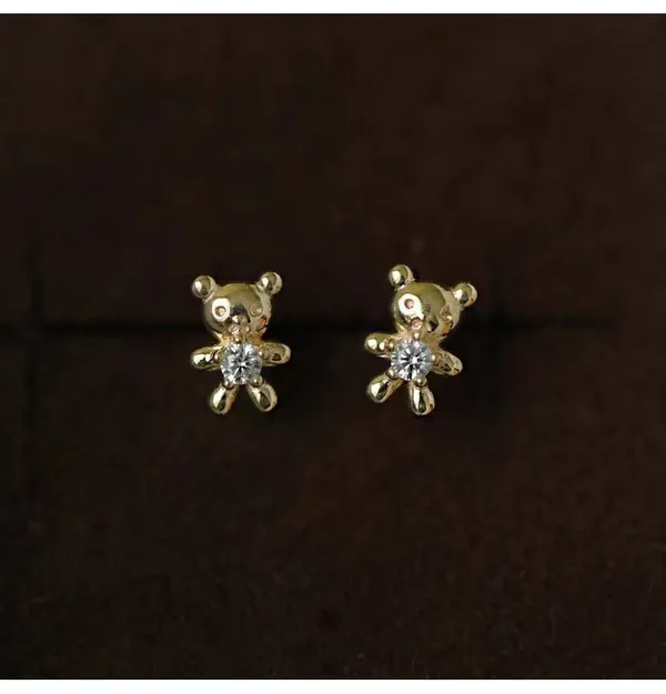 Gold_Mini_Bear_Stud_Earrings_For_Women